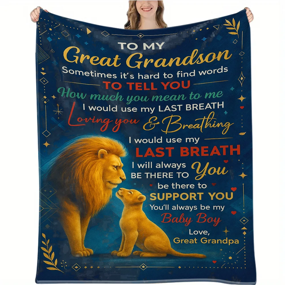 A Heartfelt Blanket Featuring Messages from His Great-Grandfather, Perfect for Birthdays, Holidays, Or Any Special Event to Conv