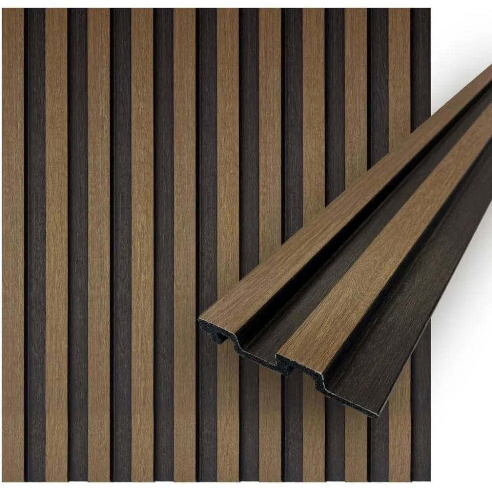 

Wall Panels | Faux Wood Slats - Walnut Waterproof Slat Panel 94.5” X 4.8” Each | 17.7 Sqft. (Pack of 6) -M, Panels