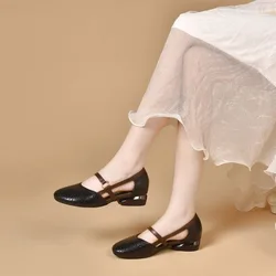 2023 letnie klamry damskie sandały spiczaste grube z wysokimi obcasami damskie buty Gladiator moda 4CM okrągłe obcasy sandały