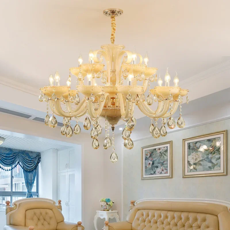 Luxury European Living Room Chandelier Dining Room Lamp Bedroom Study Home Crystal Lamp Atmospheric