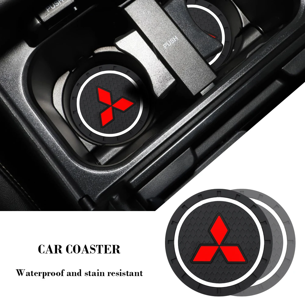 1/2Pcs Car Coaster Water Cup Slot Non-Slip Mat Pad For Mitsubishi L200 Colt 3 ASX Lancer 9 EX Outlander Competition Car Styling