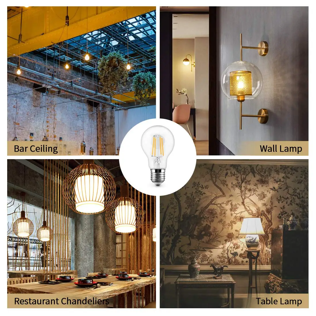 Edison Led-lampen A19 Lampara E27 4W 6W 8W 220V Warm Wit 2700K Natuurlijk wit 4500K Retro Gloeilampen Dimbare Bombillas