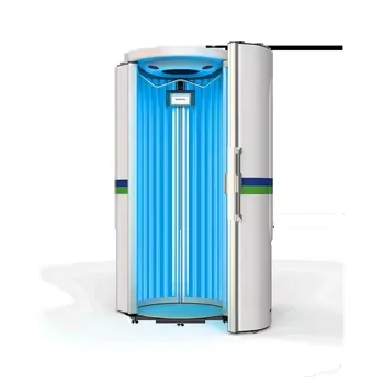 Stehende Vertikale Solarium-Sonnenbank aus ABS-Material Lichttherapiegerät für Ganzkörper-Bräunung und Hautpflege mit Gesichts-Zielbereich