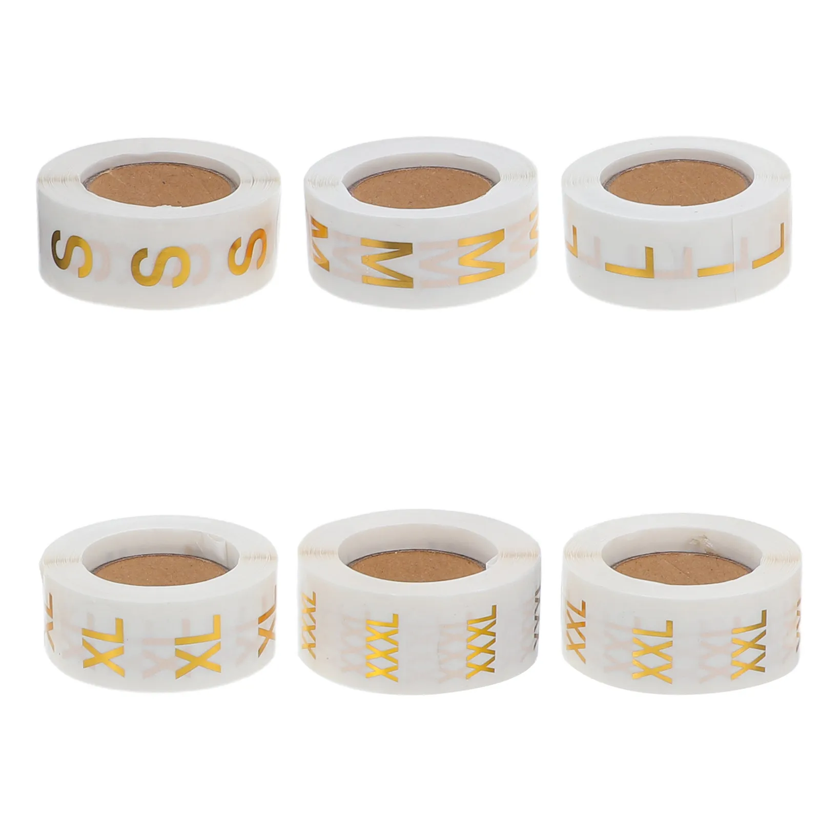 

6 Rolls Highend Gold Stamping Size Labels for Clothing S-3Xl 20Mm Circle Adhesive Stickers Clear Waterproof for Apparel
