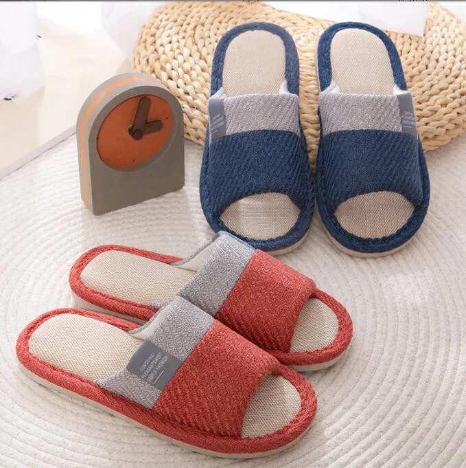 New Women Indoor Slippers Corduroy Floor Flat Shoes Comfort Anti-slip Home Linen Slipper Unisex Woman Men House Cotton Slides