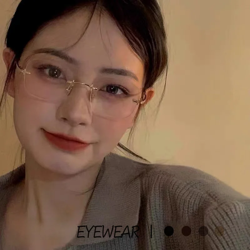 

Модные квадратные безрамные очки для мужчин и женщин, повседневные, деловые, с защитой от синего света, оптические, с диоптриями