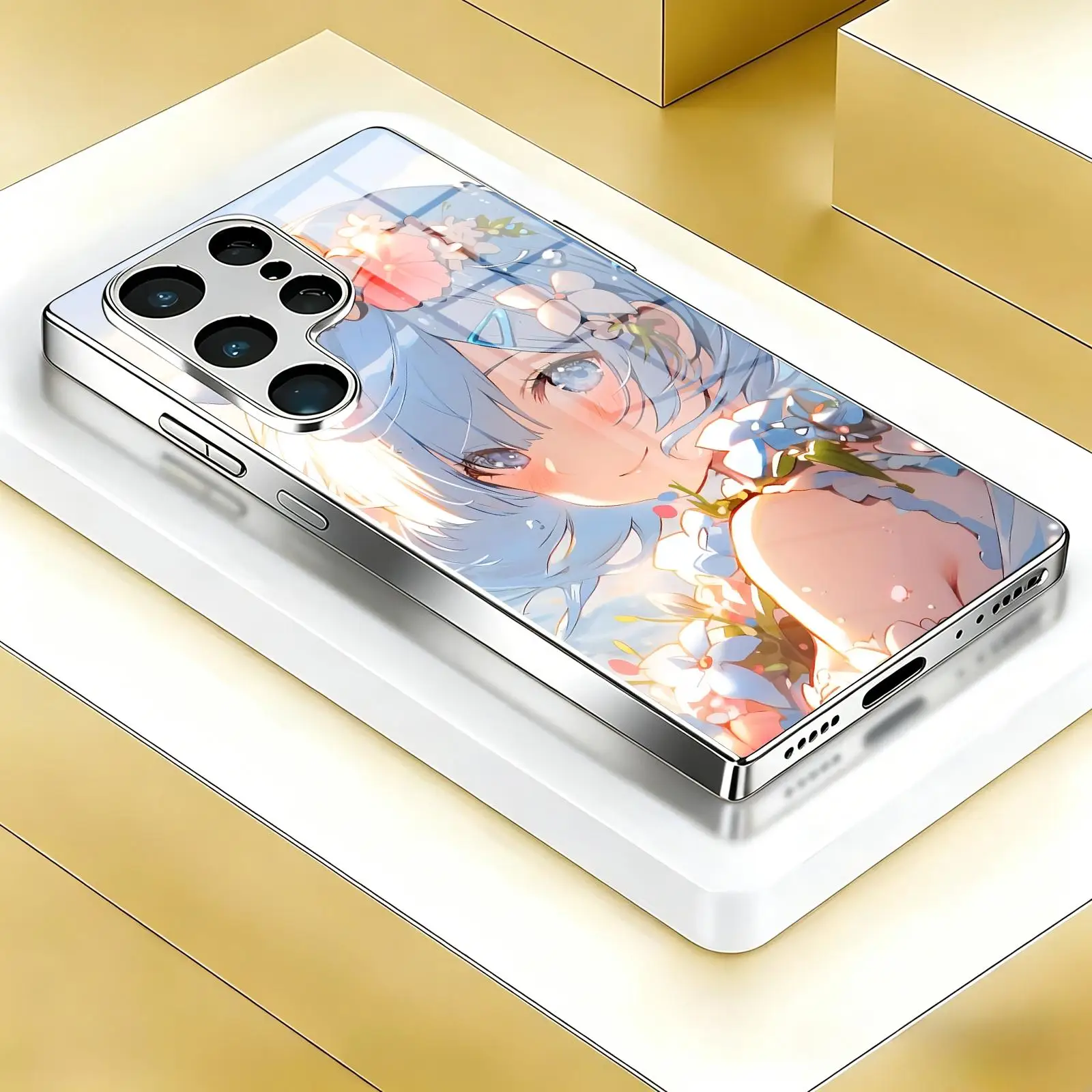 Re Life in a Different World from Zero For Samsung S26 S25 S24 S23 S22 S21 Plus Ultra Note20 Electroplated glass Phone Case