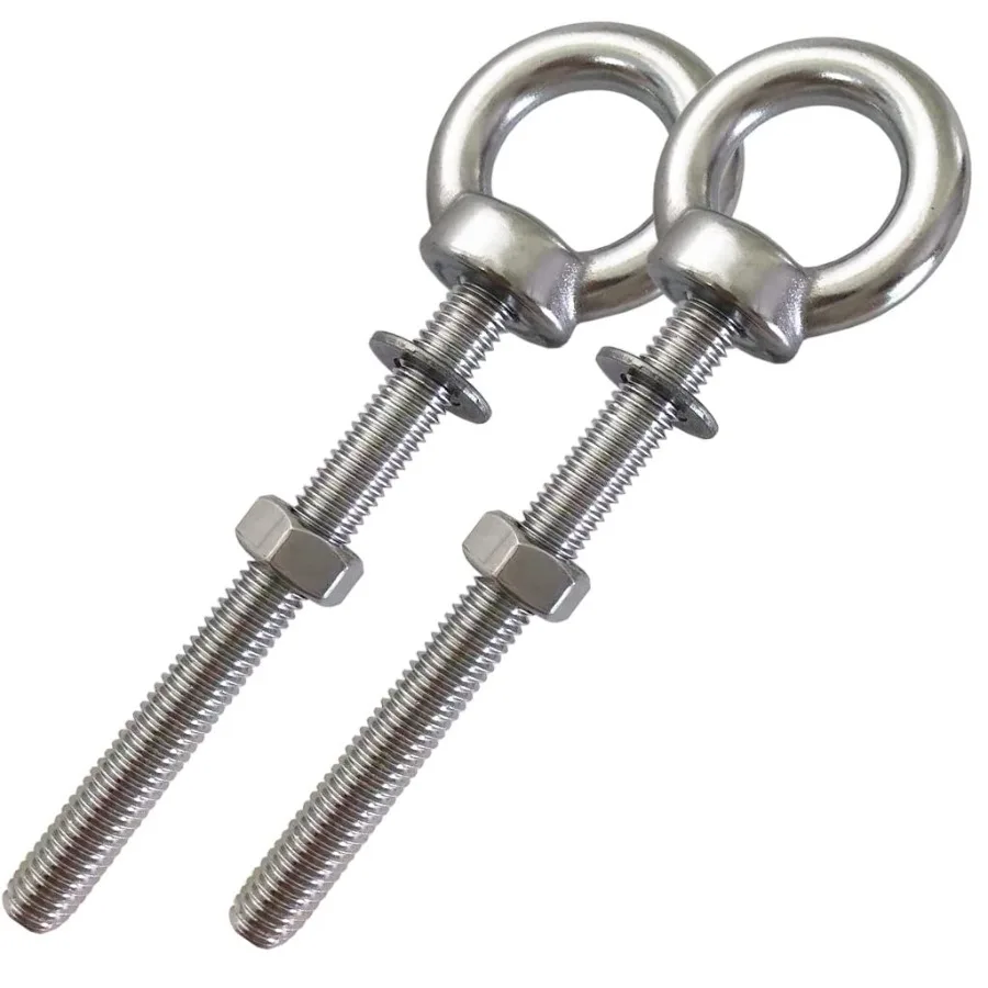 

Stainless Steel Eye Bolt 2pack M8 Shoulder Eye Bolts 5 16" X 3.15"with Nuts and Washer Thread Lifting Ring Eyebolt