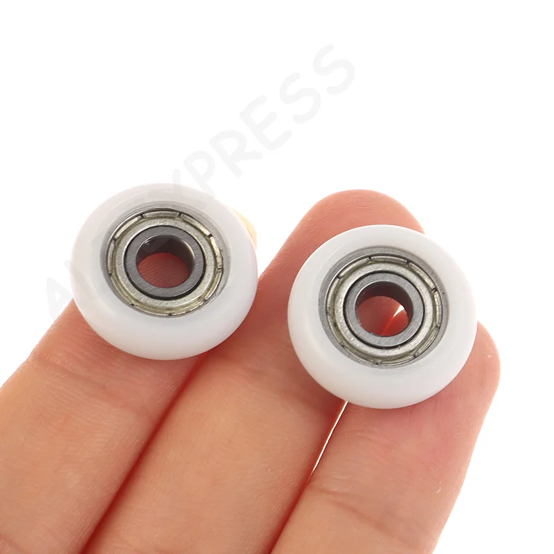[G]2Pcs 695ZZ 5x18x6mm POM Nylon Round Type Roller Wheels POM Wrapped 695ZZ Bearing Pulley Plastic Wheels