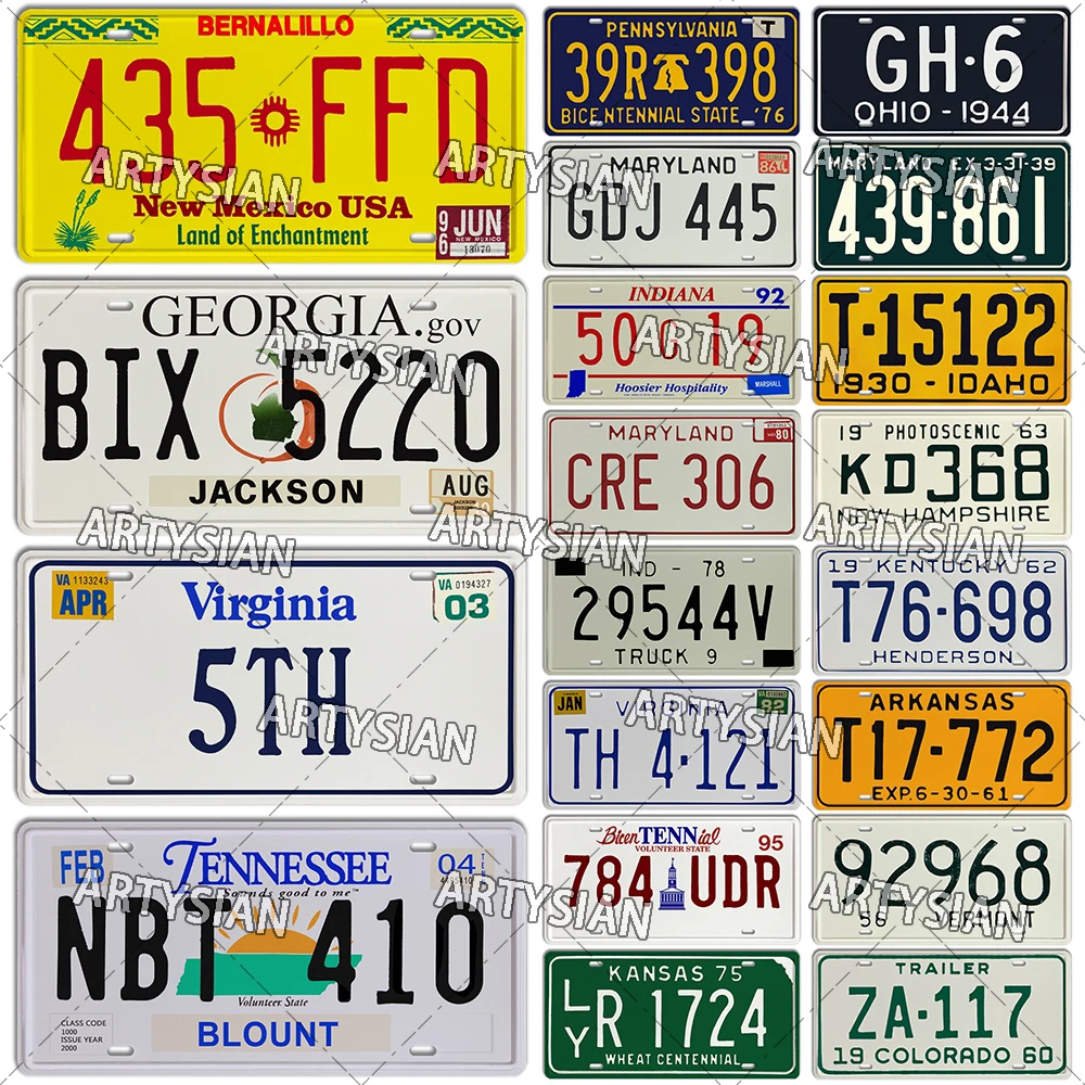 Металлическая табличка для прицепа США, Огайо, Теннесси, Вирджиния, Вермонт, Джорджия, Нью-Мексика, регистрационный знак для автомобиля, металлический знак, табличка