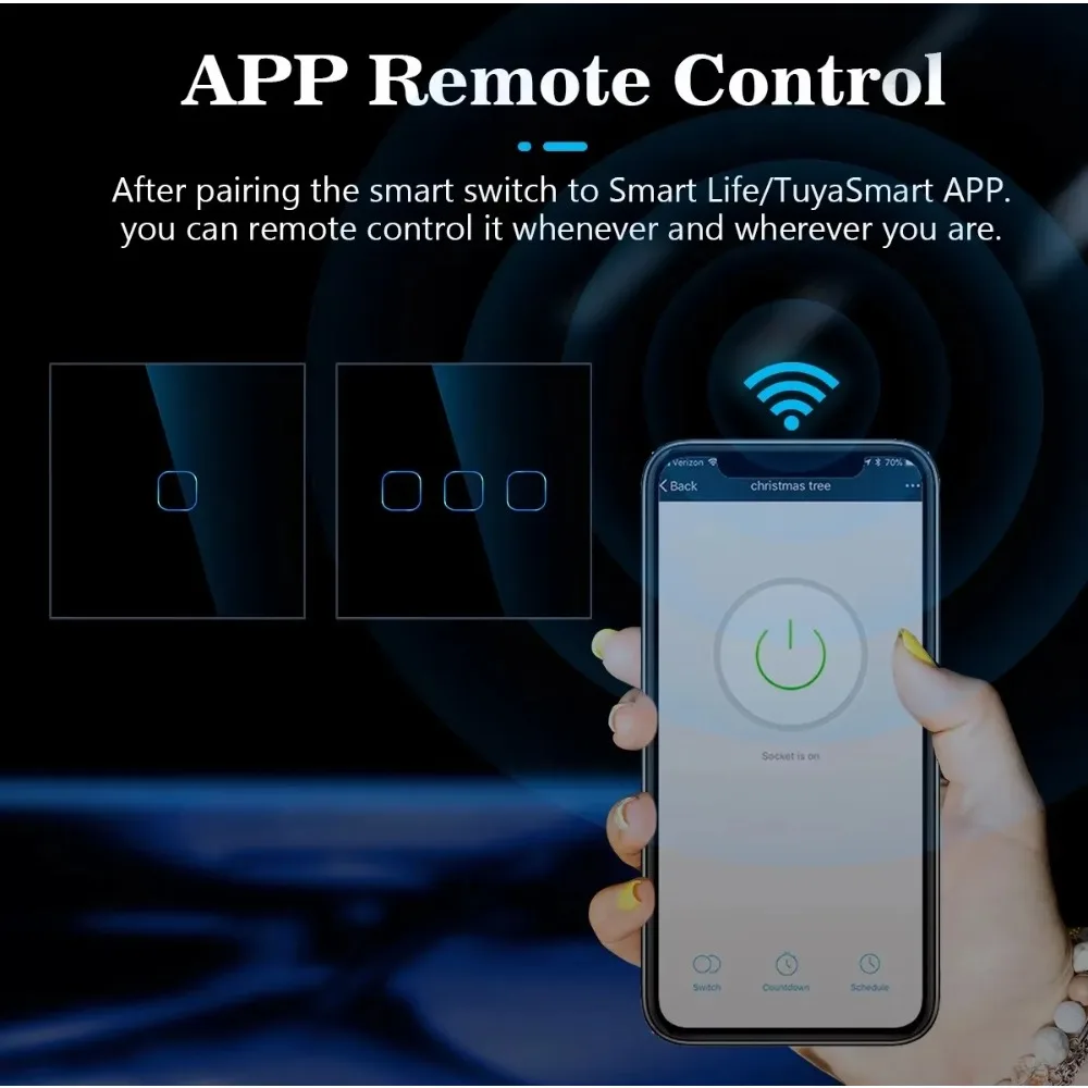 UNKAS-interruptores inteligentes, 1/2/3 entradas, Wifi, luz táctil, interruptores con Sensor de pared, Control Tuya, vida inteligente, Google Alexa