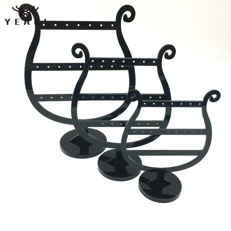 Glass Shaped Three Piece Plastic Earrings Set with Display Stand Jewelry Accessory Props for Small Items