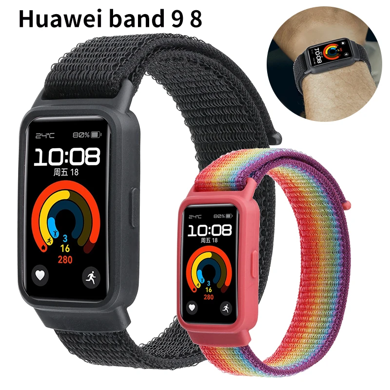 حزام لهواوي باند 9 8 كوريا ملحقات الساعة الذكية حزام بديل نايلون رياضي معصم سوار ساعة هواوي باند 9 8