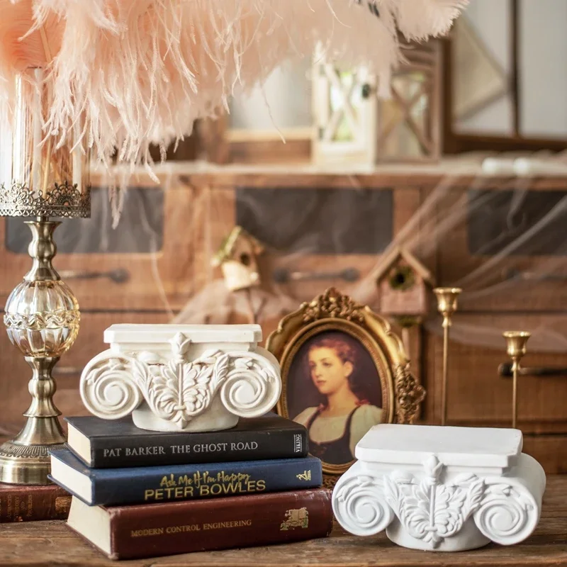 

JK Mu Space, retro and old plaster desktop sculpture base, garden flower pot European ornament shooting props