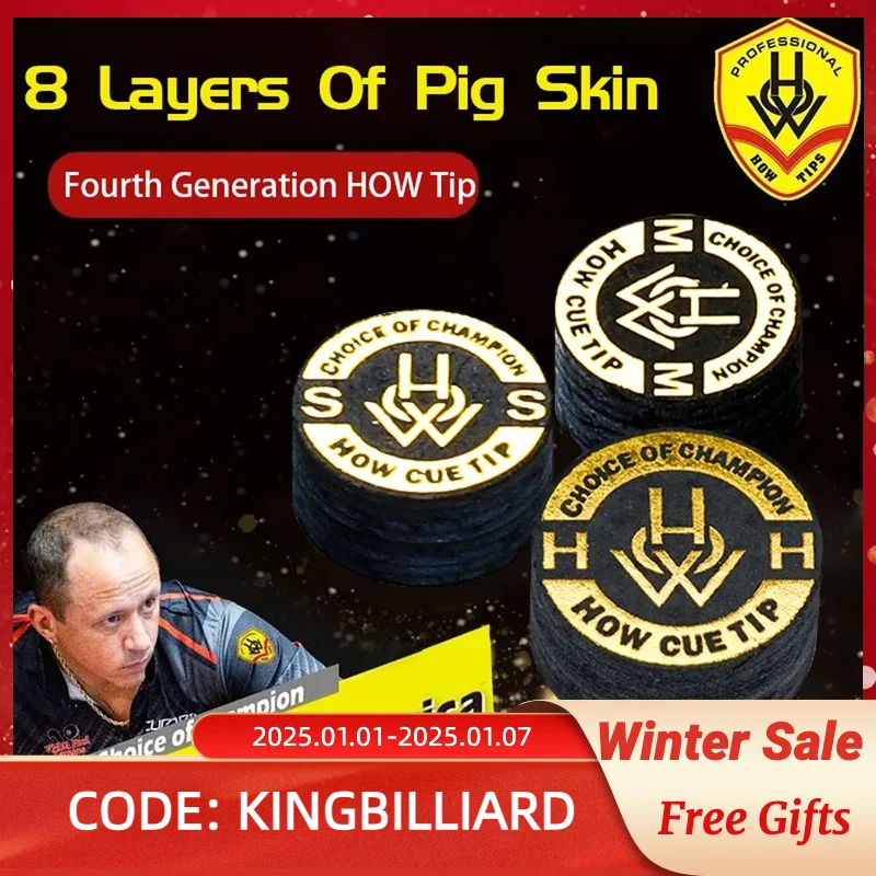 HOW Pool Cue Tip with S/M/H 14MM 8 Layers Of Pig Skin Professional for Billiard cue tips Accessories