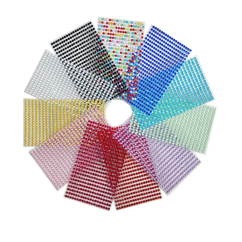 5pcs 4mm ปาร์ตี้และเทศกาล DIY สติกเกอร์คริสตัลอะคริลิค Rhinestone Decal อุปกรณ์เสริมเพชรแล็ปท็อปสกินสติกเกอร์ส่วนบุคคล