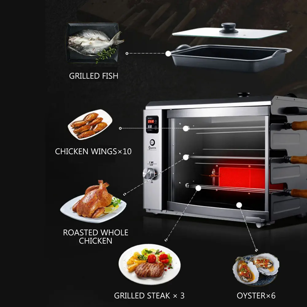 Commercial Electric Grill Oven Meat Roast Machine Barbecue Grill Machine Fish Oven Multi-function Portable Electric Oven