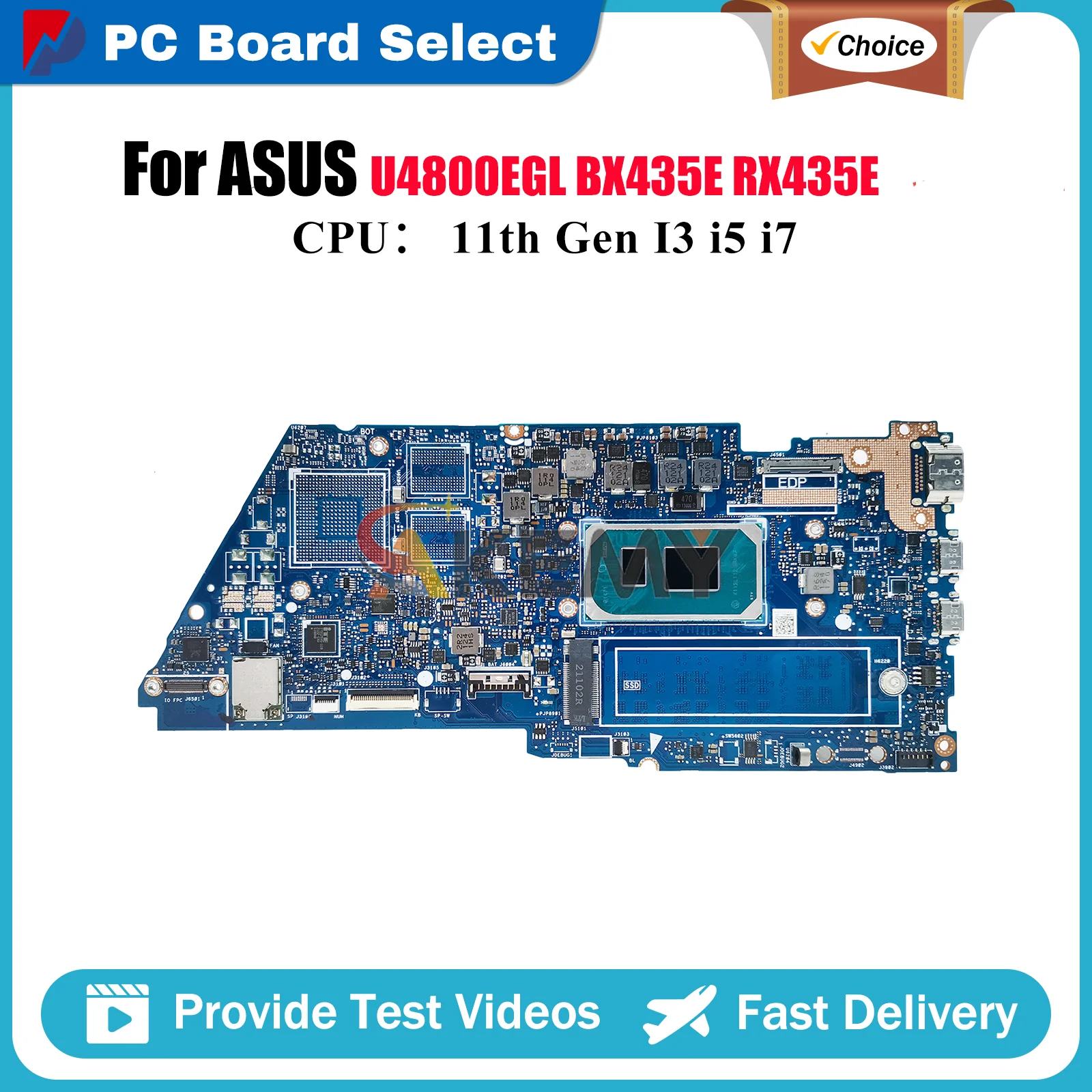 

UX435EA Laptop Motherboard For ASUS ZenBook U4800EGL RX435E UX435E BX435E UX435EG UX435EA Mainboard With 11th Gen I3 i5 i7 stk