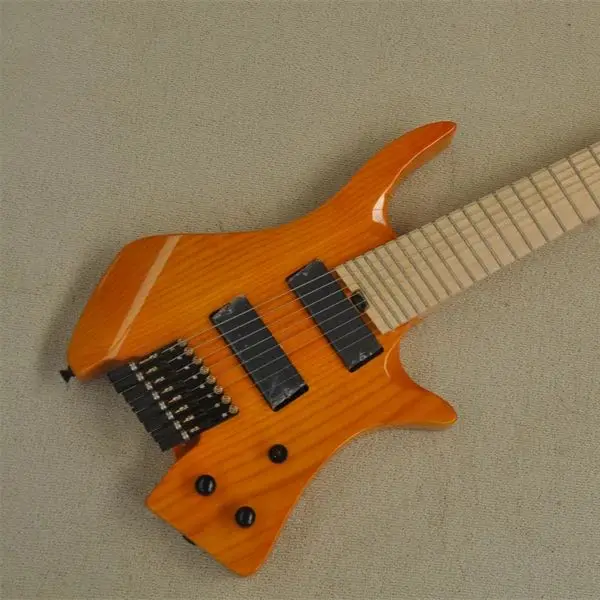 

Headless electric guitar, one-piece elm wood body, transparent orange, eight-string closed pickup, maple wood fingerboard