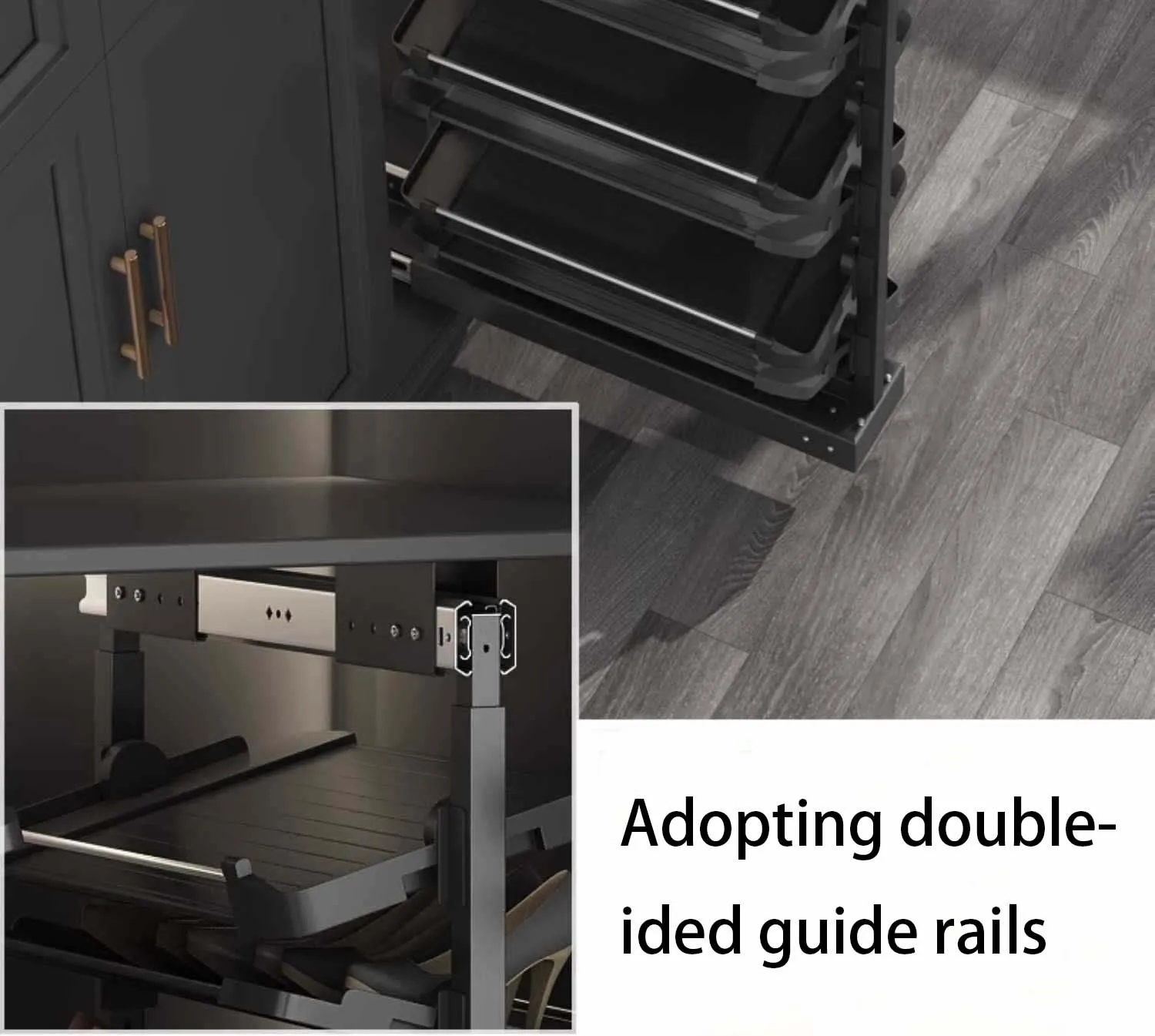 Super Factory Furniture Foldable Aluminum Shoe Rack for Living Room Home Storage with Double Damper Track Slide