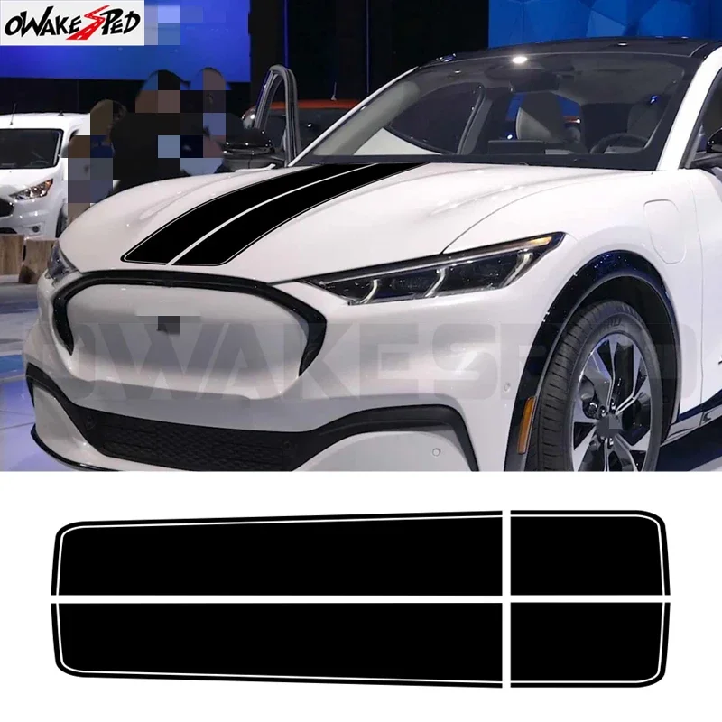 Racing Sport Car Hood Bonnet Stickers Trunk Tailgate Stripes Graphic Vinyl Film Decals For  Mach E Car Accessories