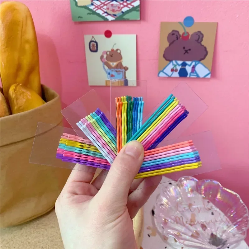 Korean Hairpins 10pcs/set with 5 Colors Ins Popular Rainbow Ice Cream Candy Color Metal Bangs Clips Hairpin Bobby Pin Barrette