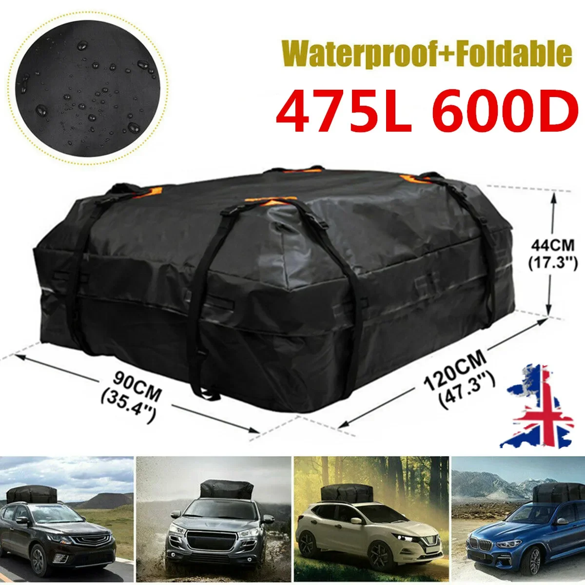 600D Waterproof Cargo Bag Car Roof Cargo Carrier Universal Luggage Bag Storage Cube Bag for Travel Camping Luggage Storage Box