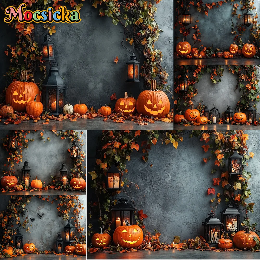 Mocsicka photographie décors Grimur citrouille feuille d'érable décoration enfants Halloween vacances fête Photo fond pour photographie