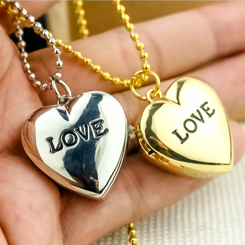 Pocket Watch,Primary School Necklace Watch,Kindergarten Girl's Love Pocket Watch,Fashionable And Simple Quartz Electronic Watch