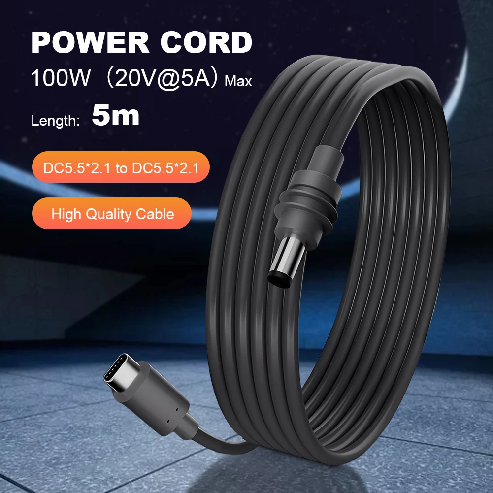 For Starlink Mini Gen 3 Type-C To DC/DC To DC Fast Charging Power Cable Outerdoor Waterproof Barrel Jack Charging Cable 100W