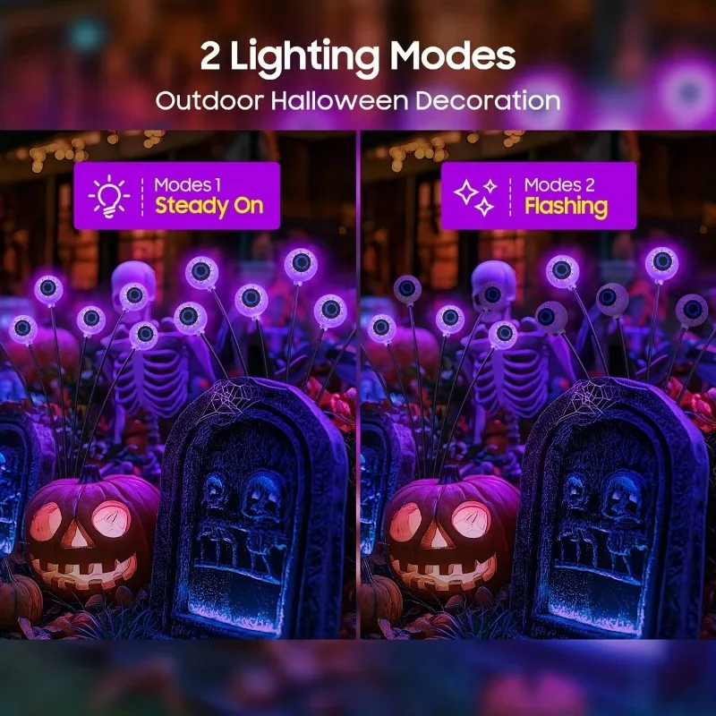 Halloween Outdoor Solar Eyeball Garden Lights Waterproof Purple Green Red LED Lawn Lights Yard Terraces Balcony Horror Decor
