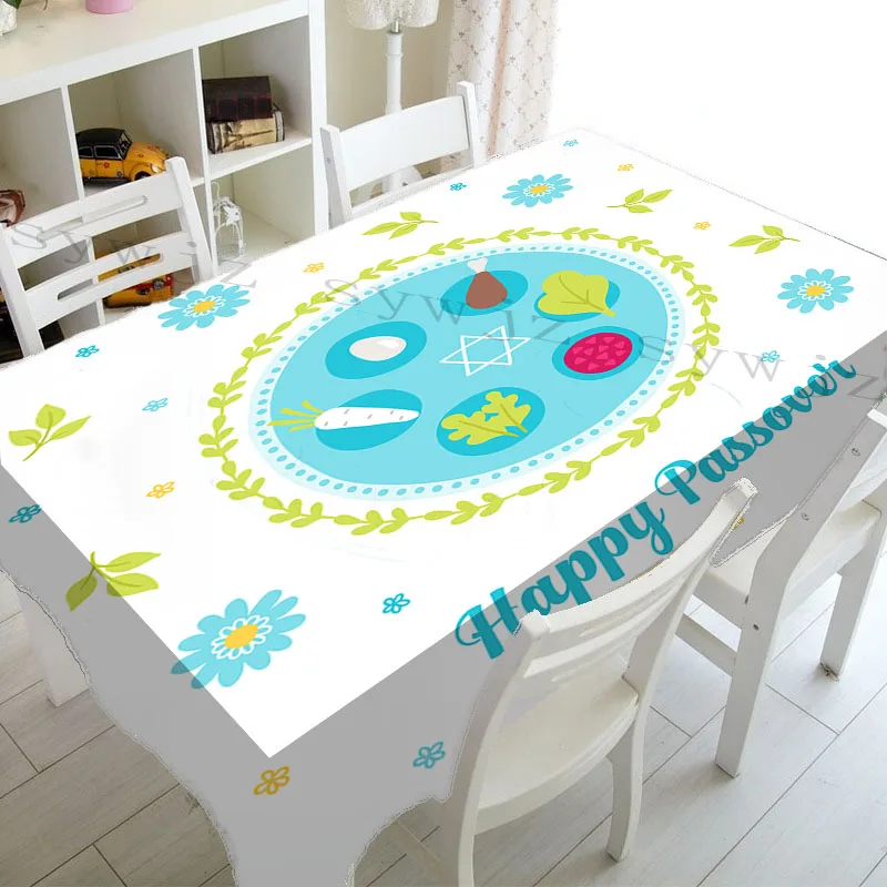 Passover Waterproof Tablecloth Party Decoration Jewish Hebrew Rectangle Tablecloth Kitchen Dining Decoration Passover Seder