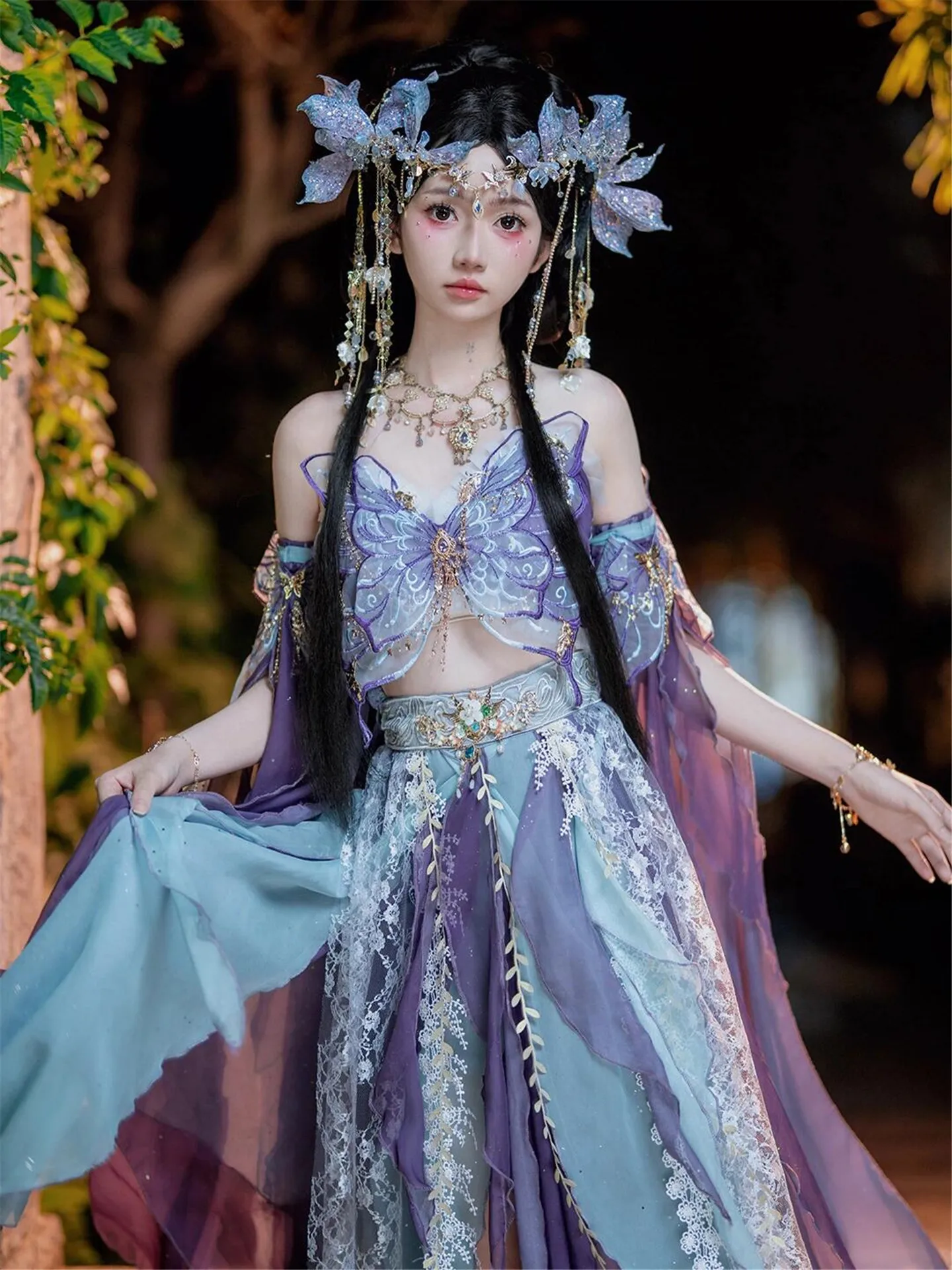 

Ele Embroidery Heavy Work Hanfu Women's Clothing Dunhuang Flng Photoaphy Costume Ethnic Princ Outfit