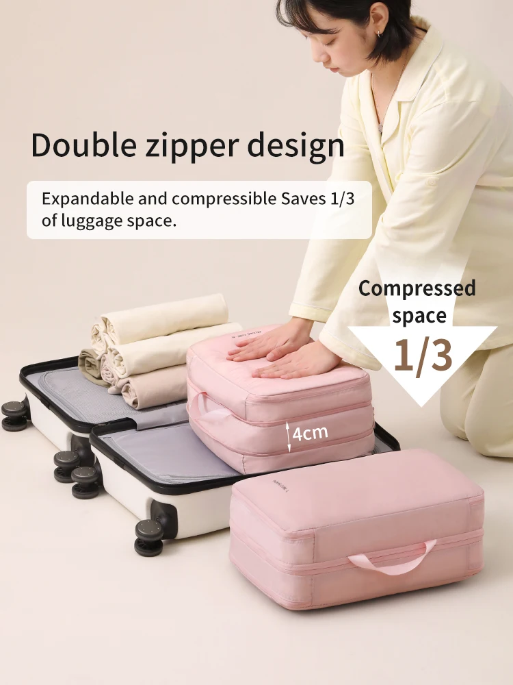 Travel Compression Packing Cubes Bag Portable Suitcase Clothes Organizers Waterproof Luggage Storage Cases Drawer Bags