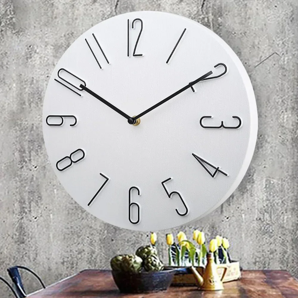 Silent Wall Clock Creative Modern Quartz Clock Living Room Decoration 8inch Digital Scale Wall Clocks Home decoration