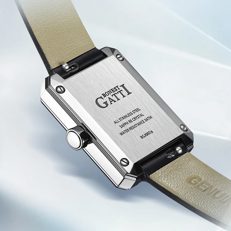 BONEST GATTI Women Quartz Wrist Watch Square Diamond Bezel MOP Dial Silk Strap Thin Case Waterproof Luxury Ladies Dress Watch