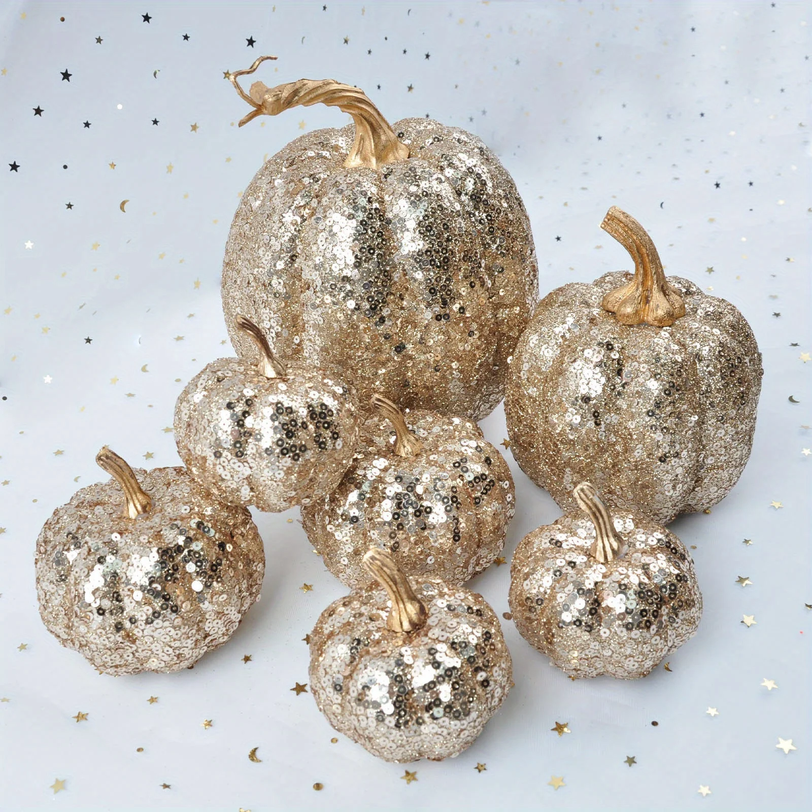 Sequin Gold Foam Pumpkins 6