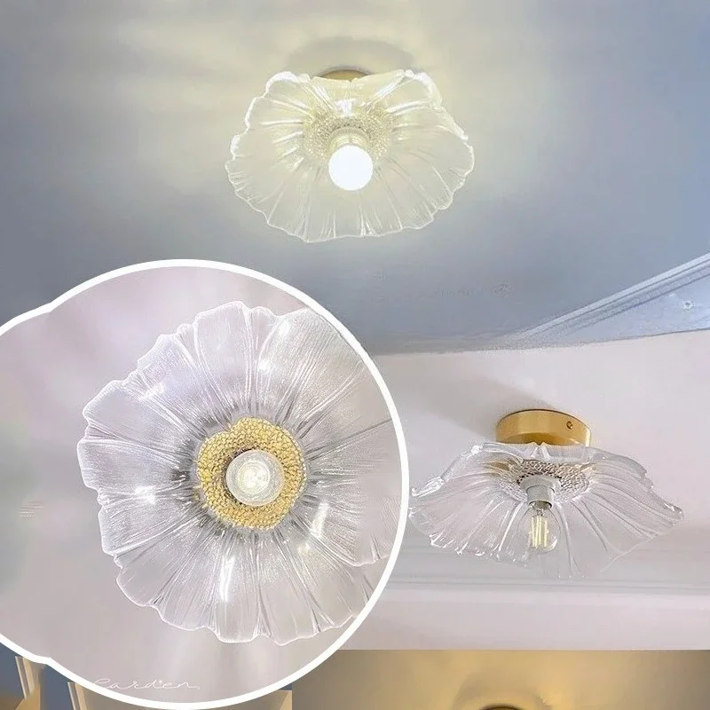 

Passageway Ceiling Light Popular Balcony Hallway Entrance Foyer Dressing Room Flower Shaped Crystal Glass Lighting Fixture