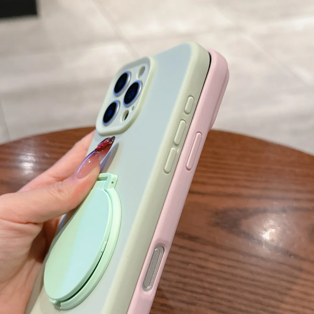 الفاخرة مرآة الوجه حامل حامل قوس الحال بالنسبة آيفون 16 14 15 برو ماكس زائد 13 12 11 السائل سيليكون لينة غطاء مقاوم للصدمات #5