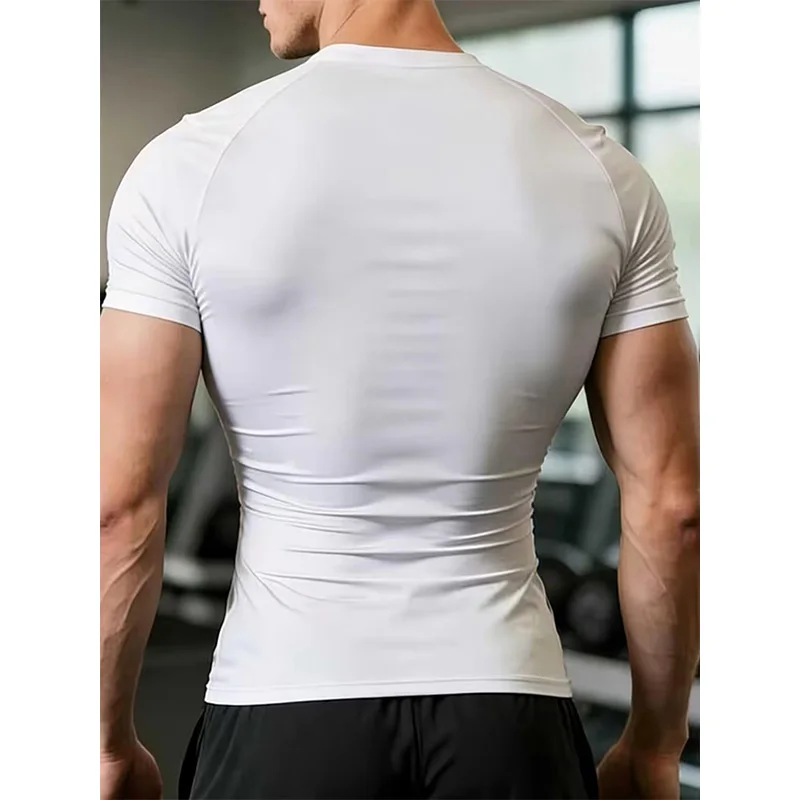 Men's Quick Dry Short Sleeve Gym Running Moisture Wicking Round Neck T-Shirt Training Exercise Gym Sport Shirt Tops Lightweight