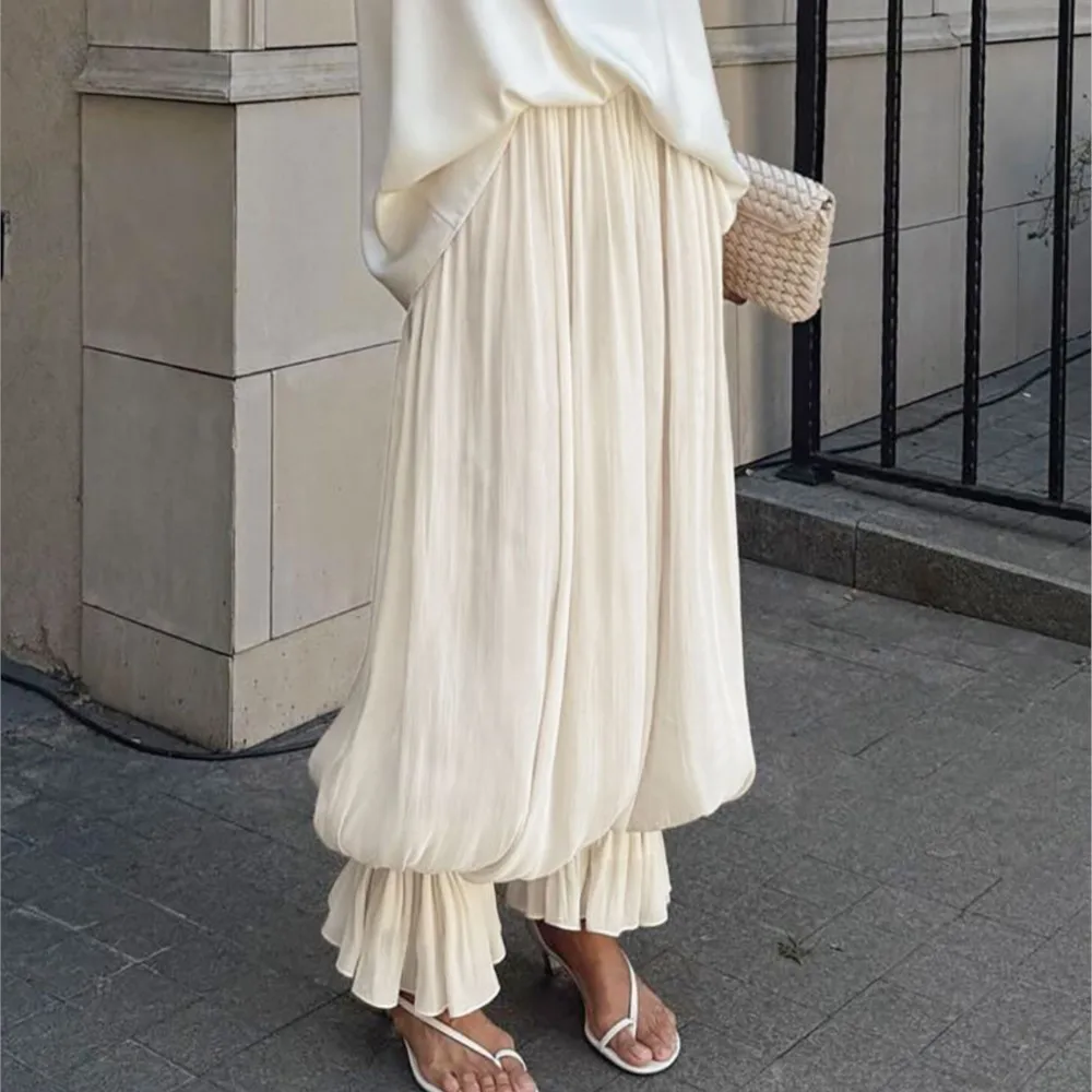 Bubble Leggings Women's Fashion Trousers Autumn Winter New Style French Elegant Casual Loose Trousers Pantalones De Muje