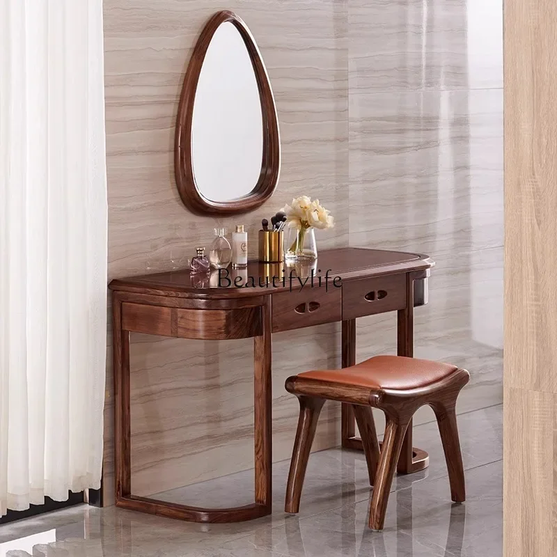 

01New Chinese ebony dresser stool set imported ebony original solid wood