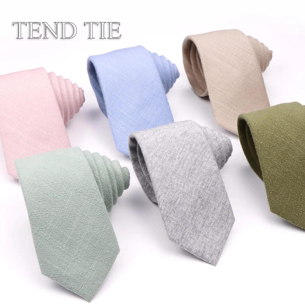 New Solid Color Cotton Tie Men's And Women's High Quality Fashion 6.5cm Necktie Wedding Party Daily Suit Shirt Accessories