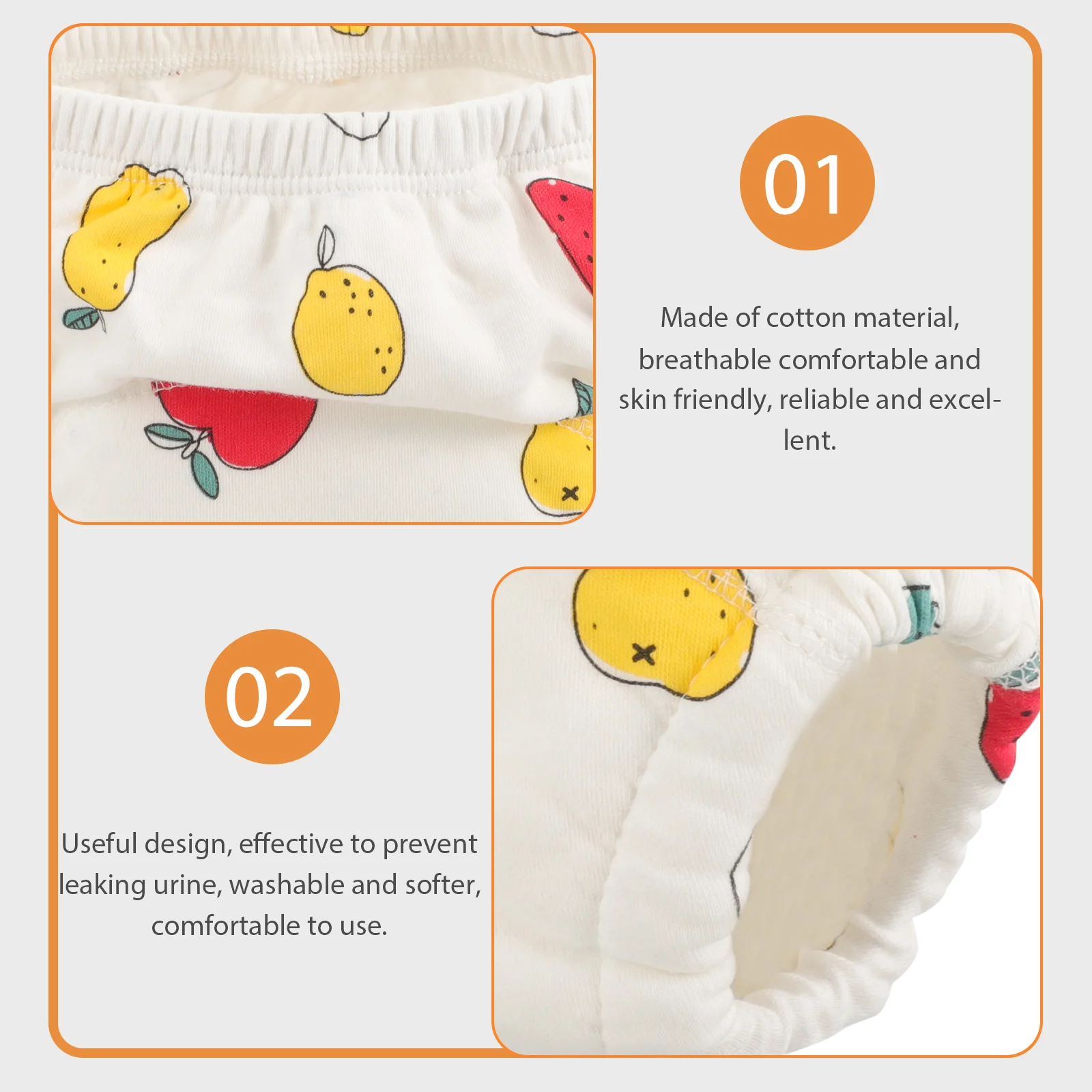 2 Pcs Baby Training Pants Cloth Diapers Newborn Washable Cotton 0 18 lbs S 90 Reusable Soft Leak Proof Comfortable Toddler