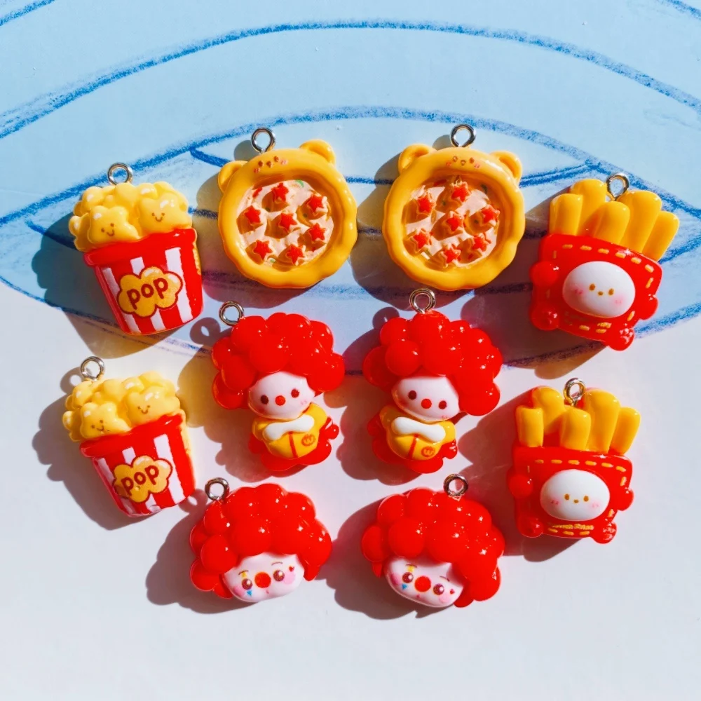 10Pcs Joker French fries pizza Charms for Pendant Jewelry Making Supplies Keychain Necklace Earrings  DIY Findings Accessories