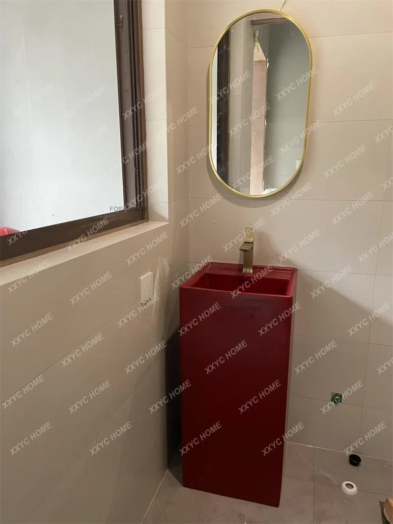 Vintage Ceramic Bathroom Sinks Integrated Floor-standing Art Basin Home Bathroom Accessories Pedestal Washbasin