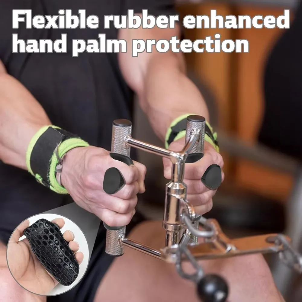 Rutschfeste Griffe für Gewichtheben, Klimmzüge, Fitnesstraining, Unisex Ergonomische Gummi-Handschützer, Kraftverstärker-Handschuhe – Detail 5
