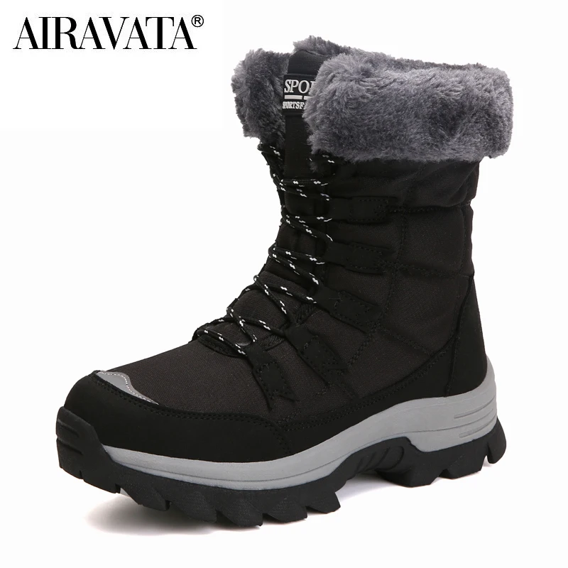 Women Winter Boots Water Proof Mid-Calf Snow Shoes Female Lace-up Warm Thicken Boots