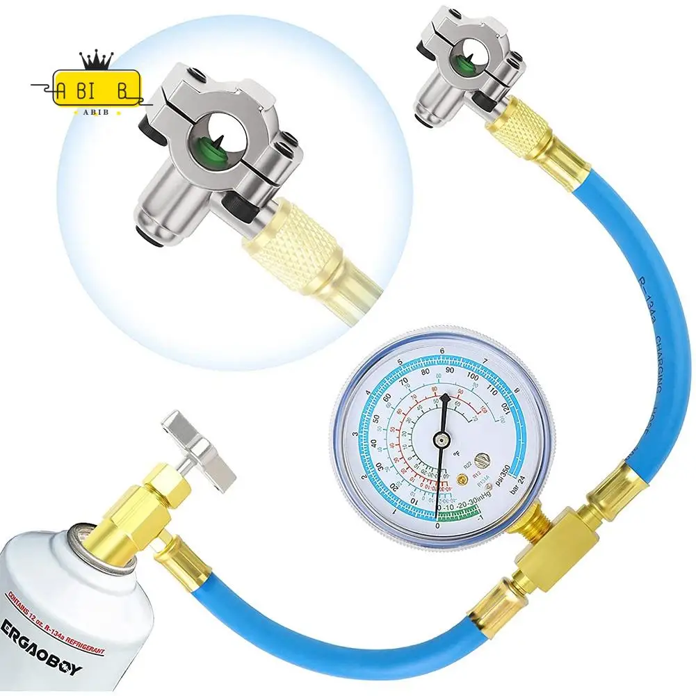 

ABIB -Refrigerant Charging Hose And Gauge & BPV31 Piercing Valve.Fit For R12,R22,R134A Port