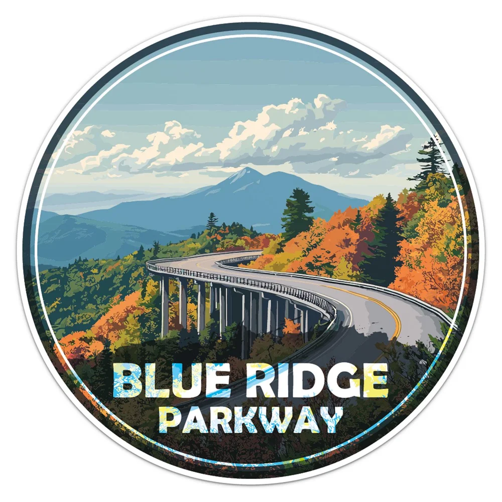 Blue Ridge Parkway Vinyl Car Sticker Self Adhesive Decal for Car Bumper and Travel Case Art Pattern Decoration